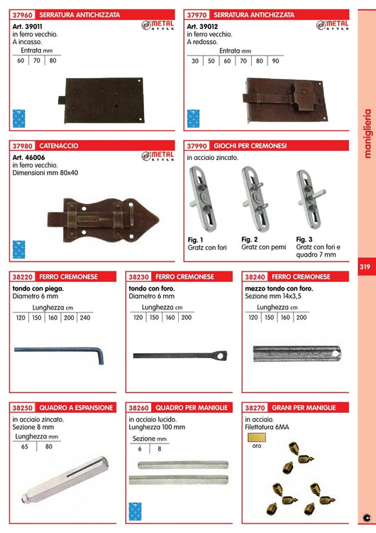 25pz ferro cremonese tondo con foro h.cm.150 15071