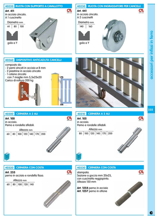 24pz cerniera in ferro 2 ali cm.10 perno e rondella sfilabile in acciaio cod:ferx.5133.stock