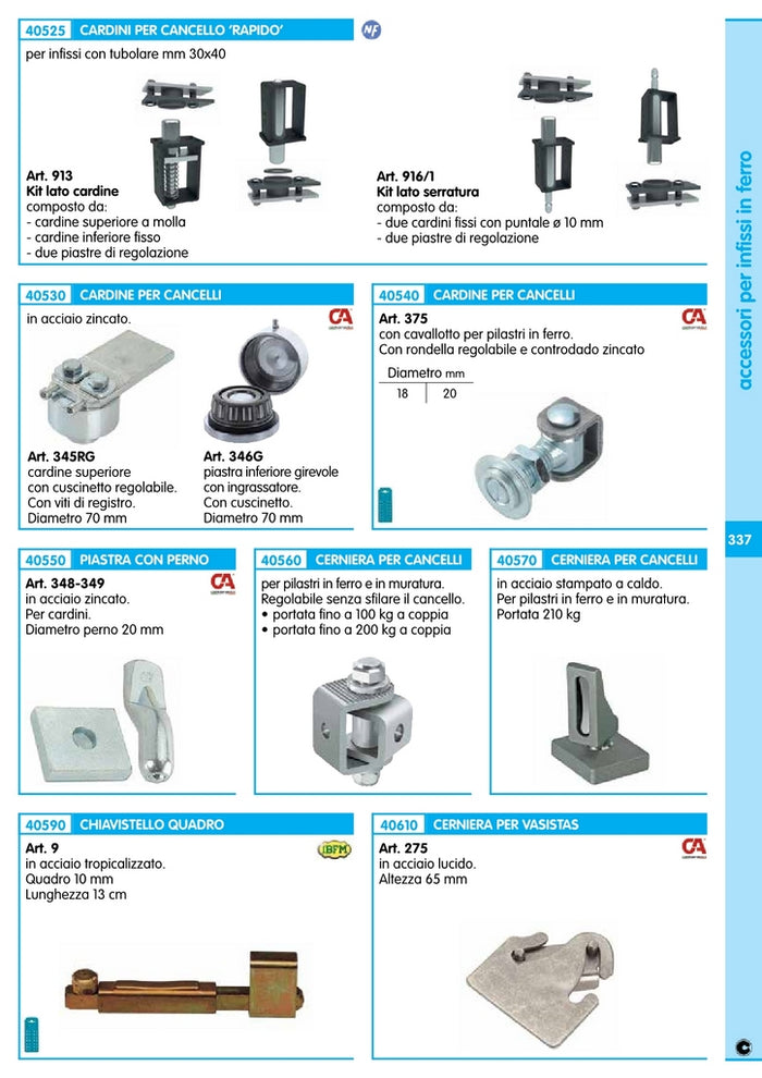 10pz piastra con perno per cardine mm. 20 zincato 37751