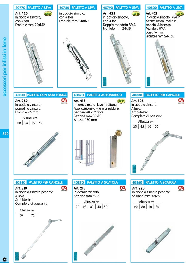 10pz paletto combi per cancello altezza cm.60 art. 305 11133