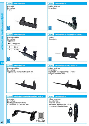 25pz fermaimposte nero registrabile mm 25/130 fissaggio con vite cod:ferx.22648