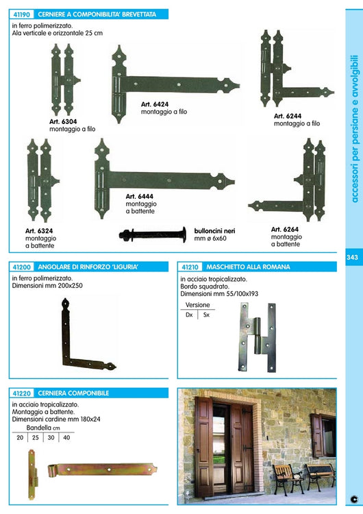 4pz cerniera ferro battuto art. 6324 ala verticale e orizzontale cm. 25 cod:ferx.10829
