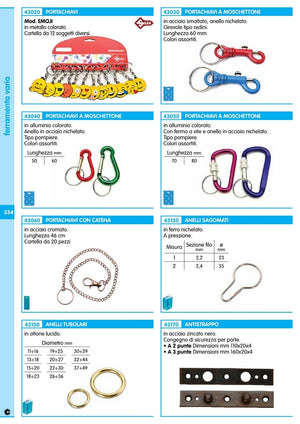 6blister blister moschettoni portachiavi a vite mm.80(pz.2) 86663