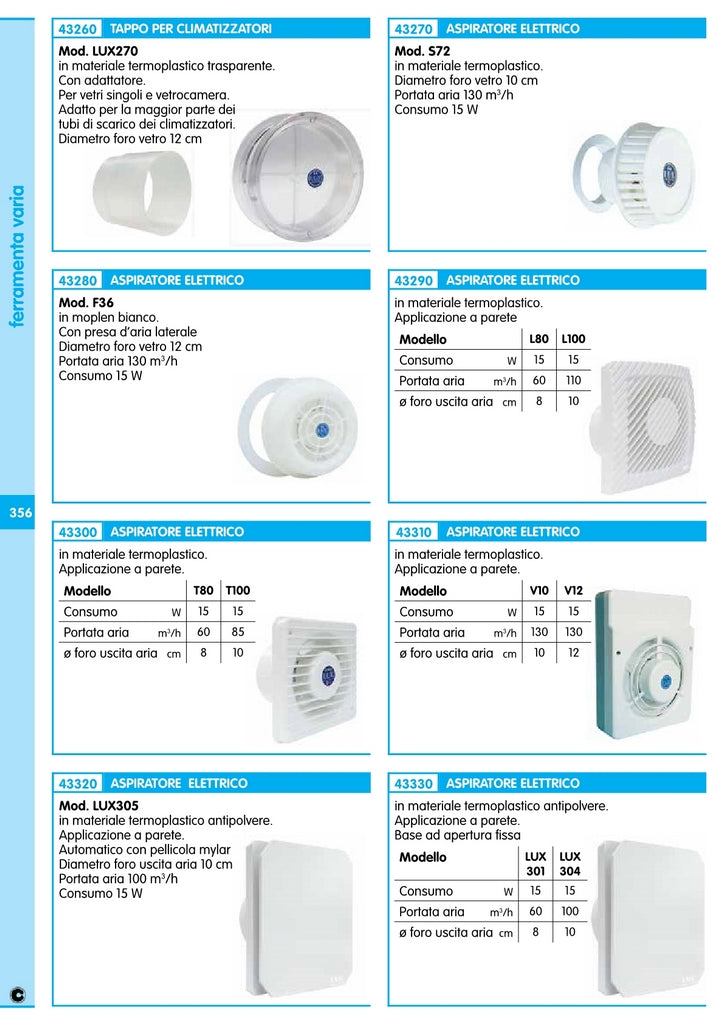 aspiratore elettrico da muro art. lux216 38572