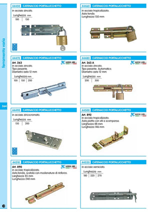 10pz chiavistello portalucchetto ibfm 270 mm art. 20 cod:ferx.2130