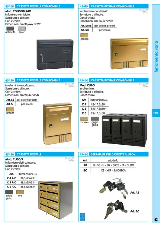 alubox cassetta postale a 4 posti ghisa art. c4 13340