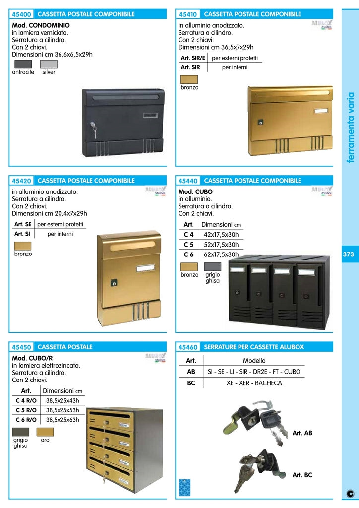 alubox serratura x cassetta postale kit bc/x 38676