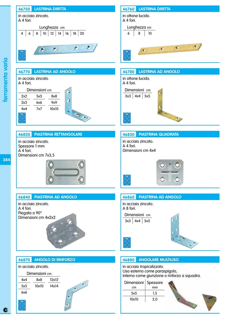 6blister bl piastrina quadra 40x40 mm zincata (pz.10) cod:ferx.61387