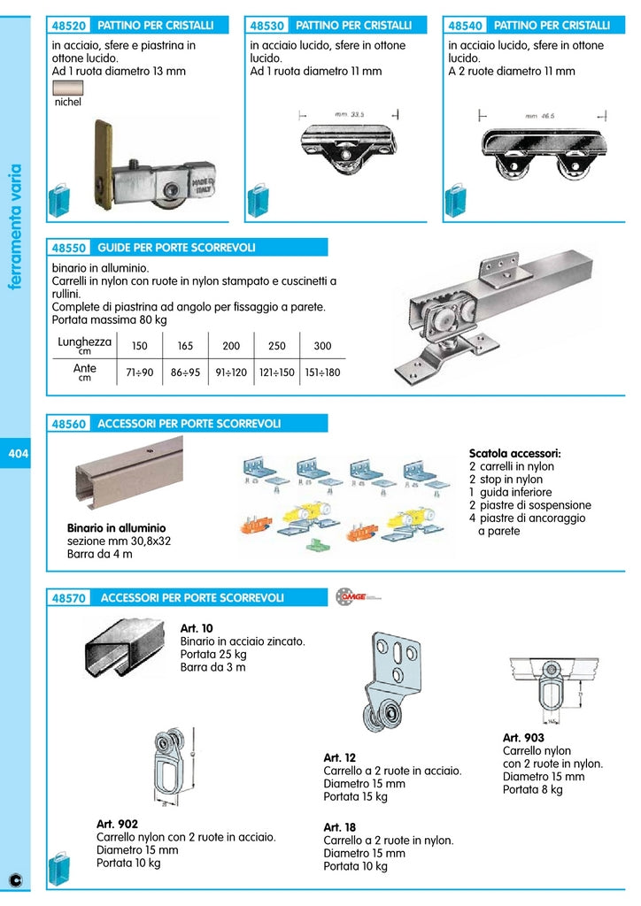 5cf sc carrelli a 2 ruote per cristallo (pz.4) 54428