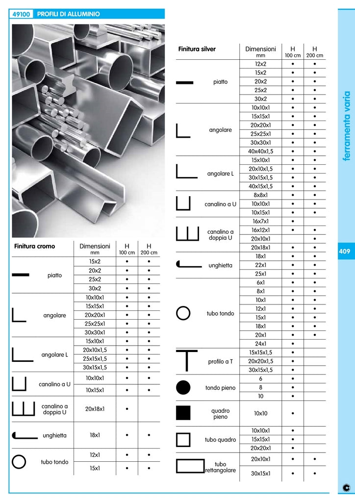 5pz profilo argento h.200 cm angolare 10x10x1 mm cod:ferx.28383