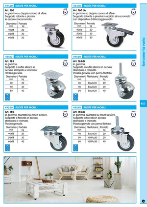 12pz ruota mobile diametro 50 con piastra cod:ferx.4675