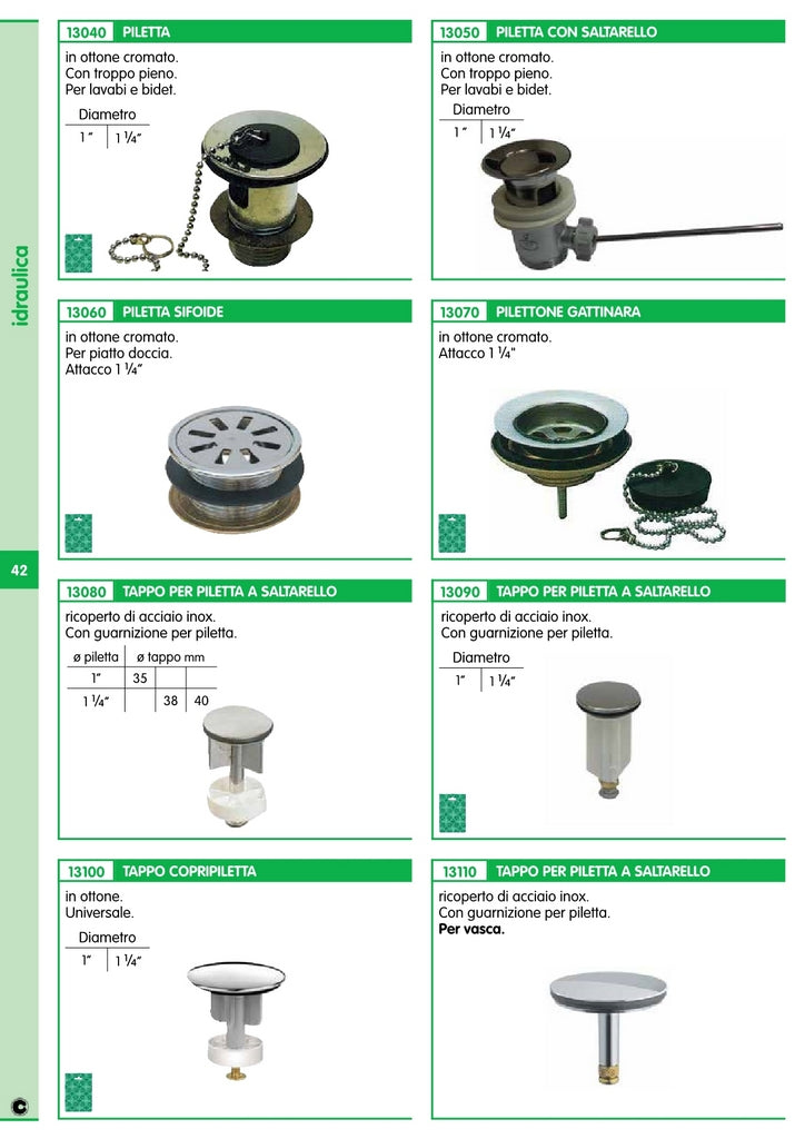 6blister blister piletta in ottone cromato per lavabo gr. 1" cod:ferx.73186