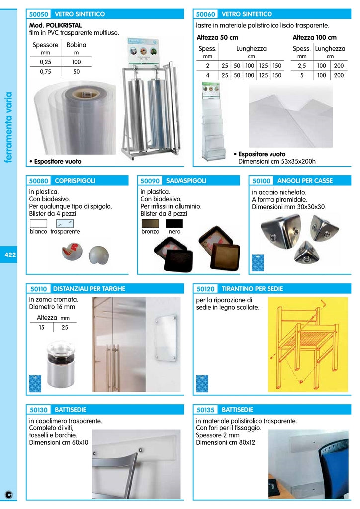 5pz vetro sintetico trasparente cm. 50x100x4 cod:ferx.35738