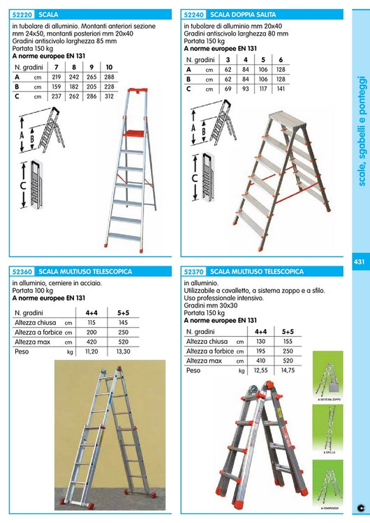 scala alluminio a forbice professionale gr.10 cod:ferx.91884