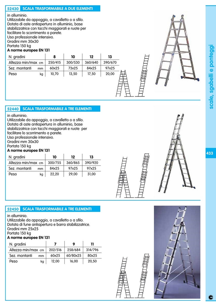 scala alluminio azzurra 8+8 gradini 250-390 cm cod:ferx.4270