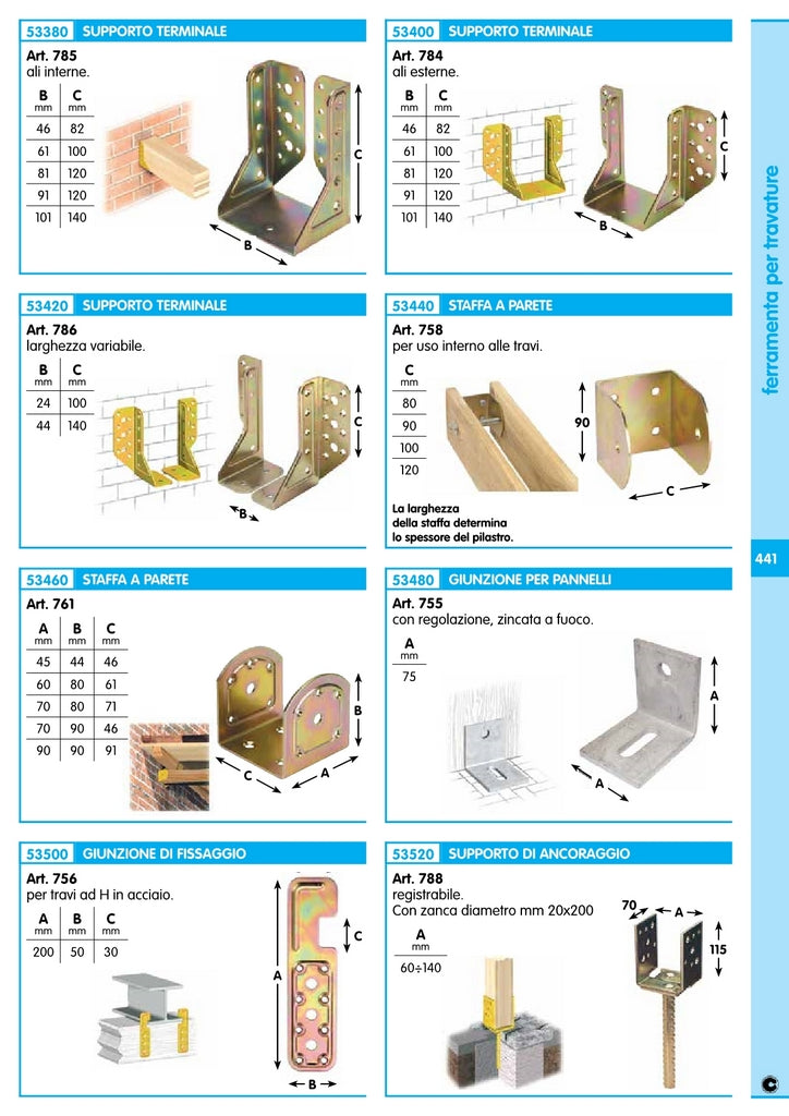 10pz supporto ali esterne in acciaio tropicalizzato art. 784 mm. 91x120 cod:ferx.2498