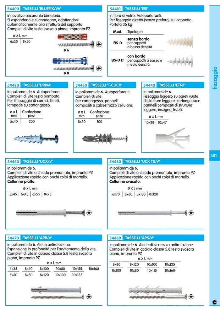 50pz elematic tassello bluefix va 8 con vite 93821