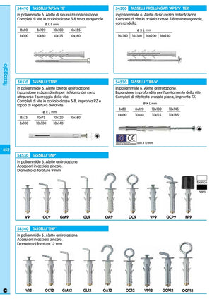 100pz elematic tasselli enp/oc9 occhiolo chiuso diametro 9 mm 6246