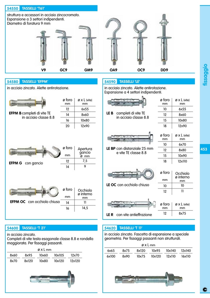 100pz elematic tassello t61/gc9 gancio corto 6270