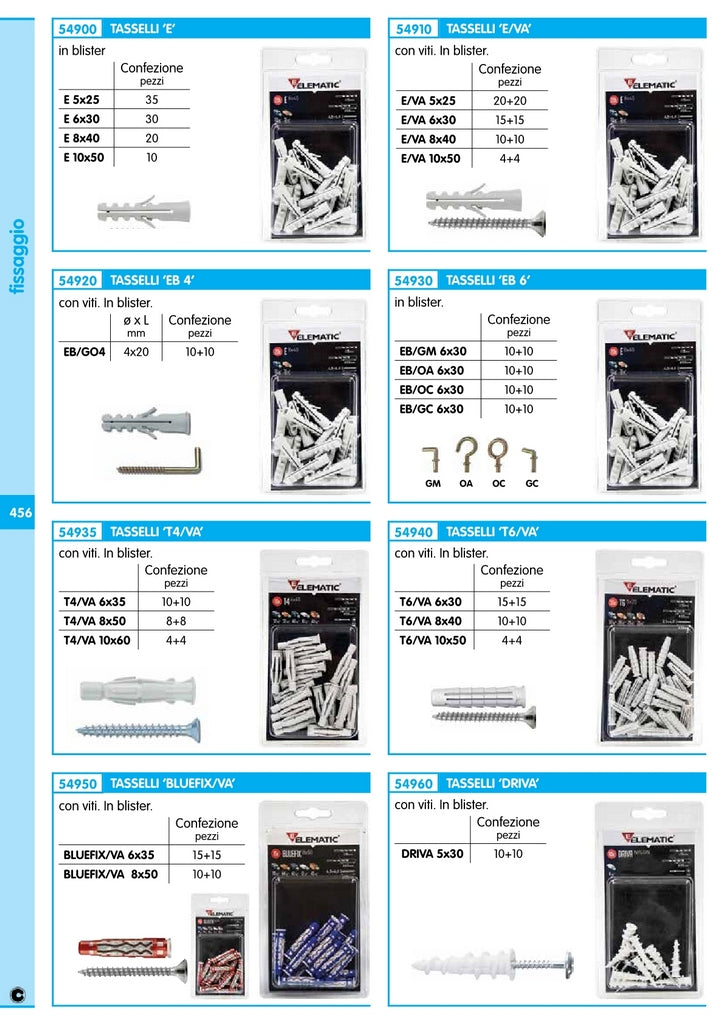 cf elematic blister tassello e/va 5 con vite da 20 pz 12215