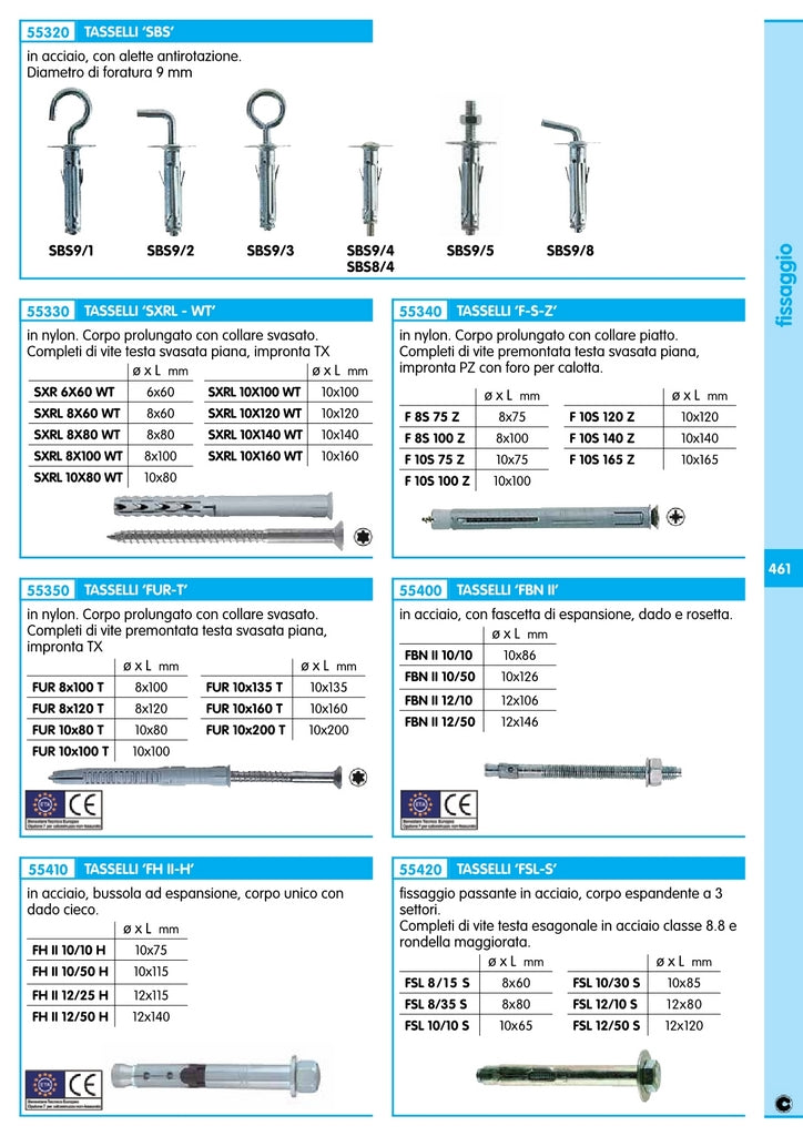 100pz fischer tassello sbs9/8 gancio corto 5103