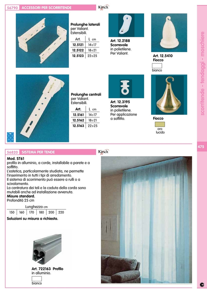 200pz scorrevole scorritenda a soffitto art.12.3195 3747