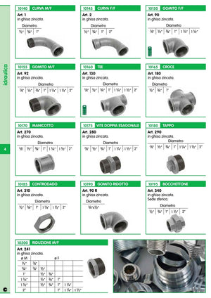 5pz bocchettone 3 pezzi sede sferica in ghisa zincata diametro 1 figura 340 11619