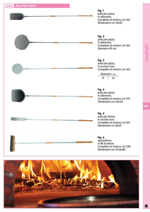 5Pz Pala Acciaio Inox X Pizza Diametro 25 Completa Di Manico Figura 3