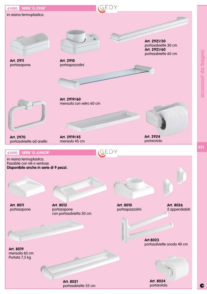 gedy art. 8012 "junior" con portasalviettine +portasapone bianco cod:ferx.9070