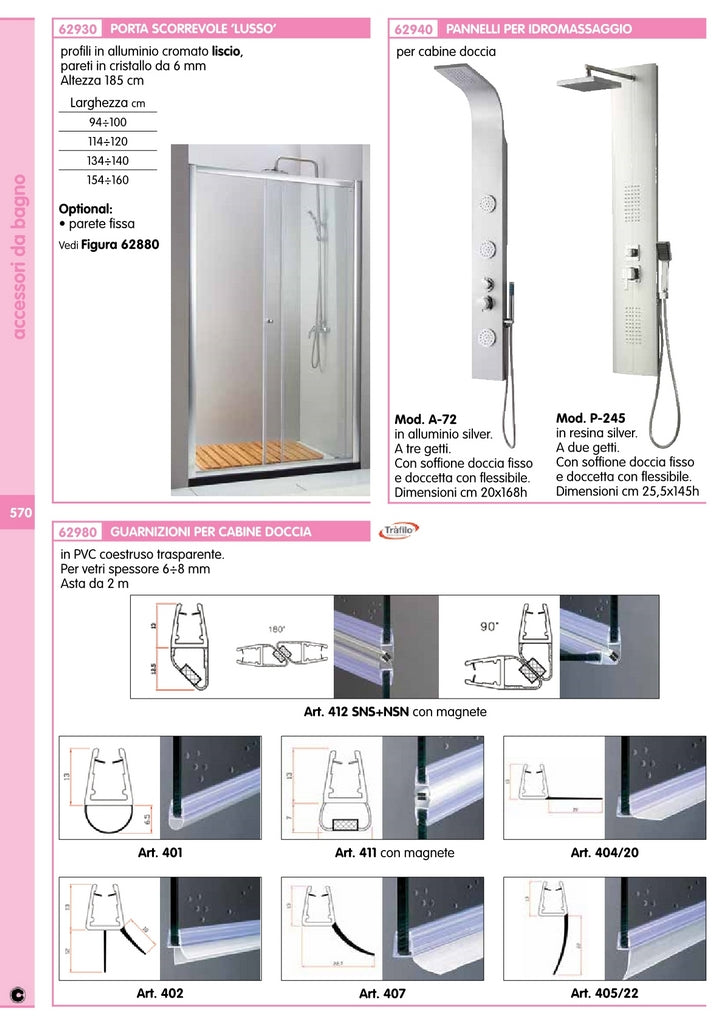 10pz guarnizione per box doccia 2 m mod.402 cod:ferx.24325