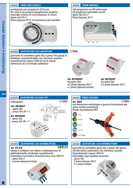 fme art. 87300 adattatore a 2 prese bipasso schuko con interruttore di sicurezza 91475