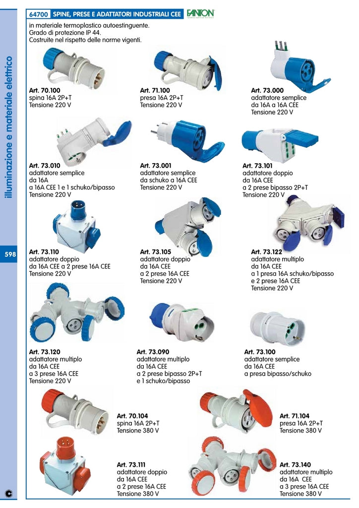 Fme Art. 73.000 Adattatore Ce 16A+T-2P+T-220V