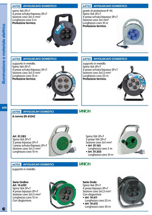 avvolgicavo ml.25 3x1,5 4bipasso schuko +protez./49027 cod:ferx.4756