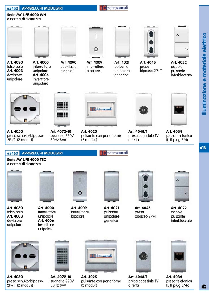 12pz life art. 4000tec interruttore unipolare tec 92213