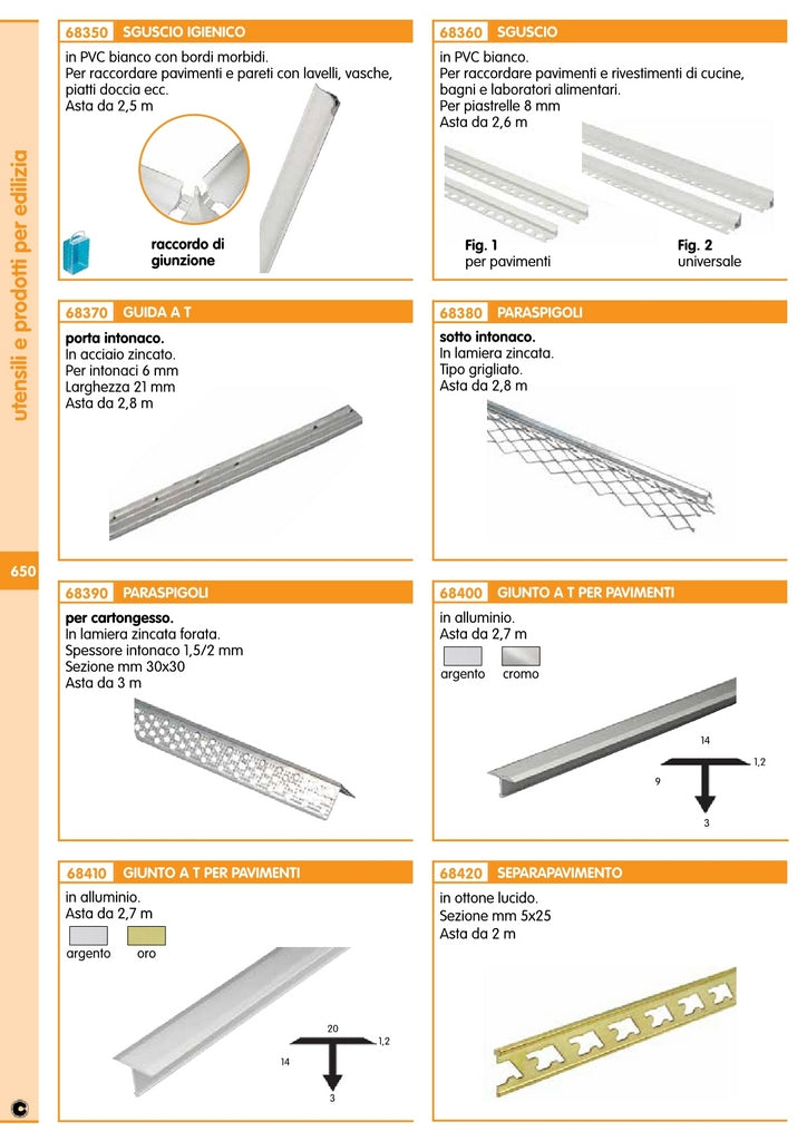 10pz sguscio pvc orizzontale bianco mm.8 x cm.260 cod:ferx.12934