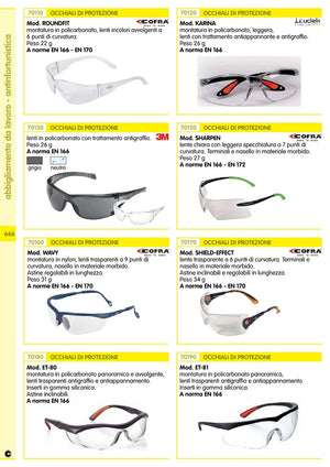 10pz occhiali di protezione cofra "roundfit" cod:ferx.14975