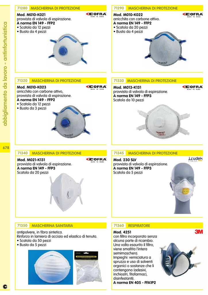 12pz mascherina prot.cofra ffp2 con v carb.m010-k023 92331