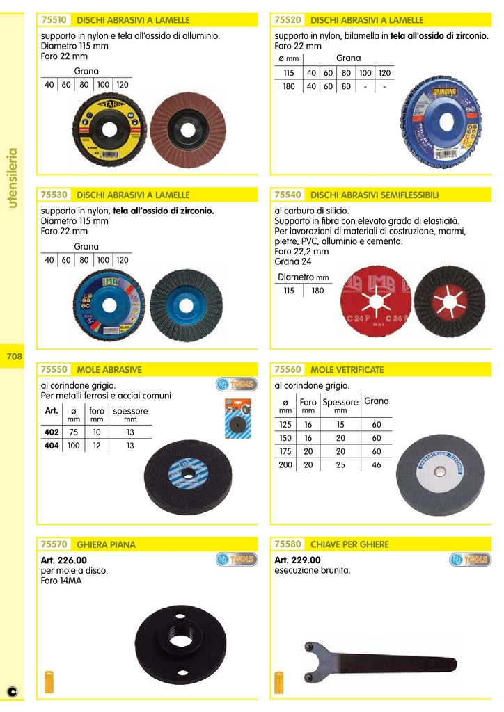 grinding disco zirconio lamelle mm.115 grana 40 foro 22 mm cod:ferx.448.s