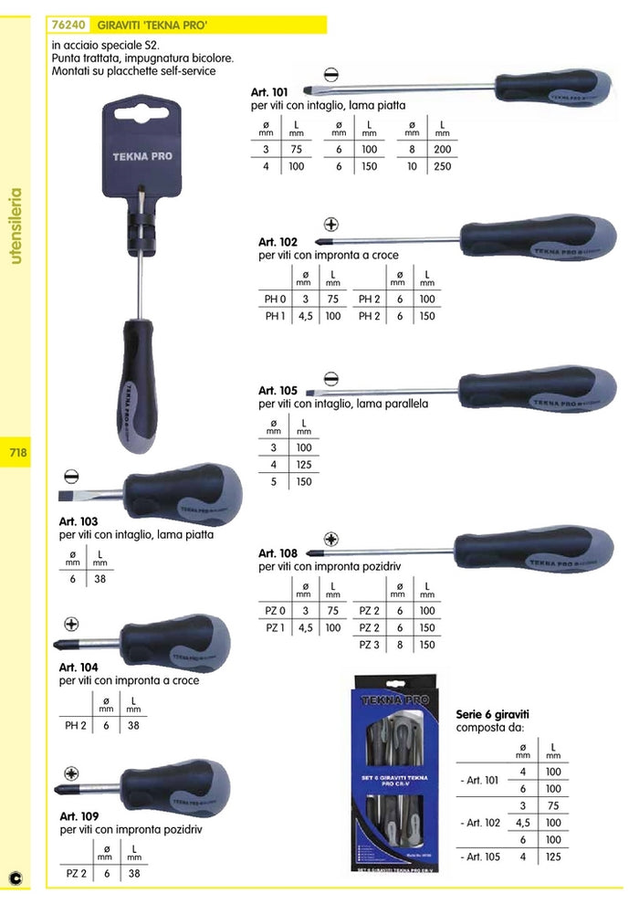 12pz cacciaviti generico art. 102x compatibile con tekna 3x75(0) cod:ferx.31383