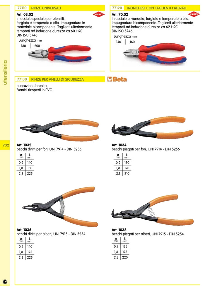 knipex tronchese tagl.diag. art. 70.02 mm 140 92362