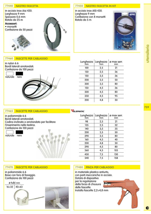 1pz elematic fascette cablaggio colore nero lunghezza 160 mm larghezza 4,5 mm (pz100) cod:ferx.10075.stock.s