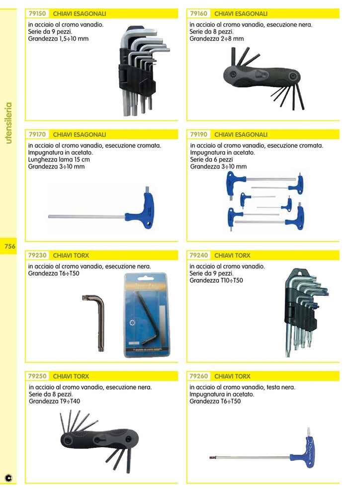 cf serie 6 chiavi esagonali con impugnatura gr.3-10 cod:ferx.1793