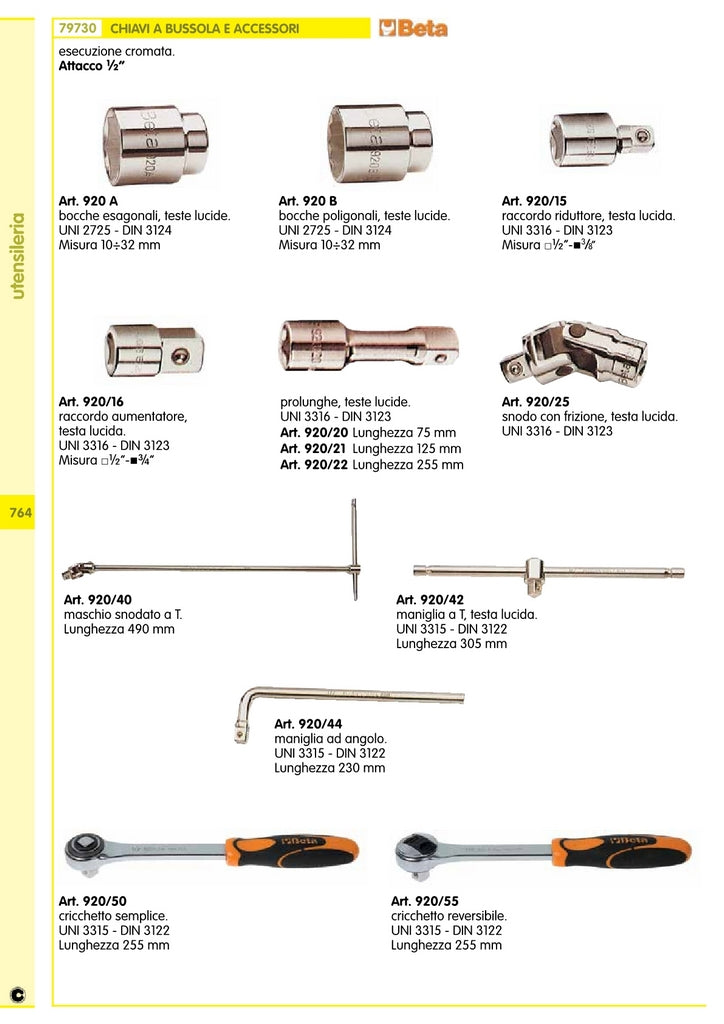 beta art. 920/55 cricchetto reversibile attacco 1/2 lunghezza 255mm cod:ferx.1267.stock