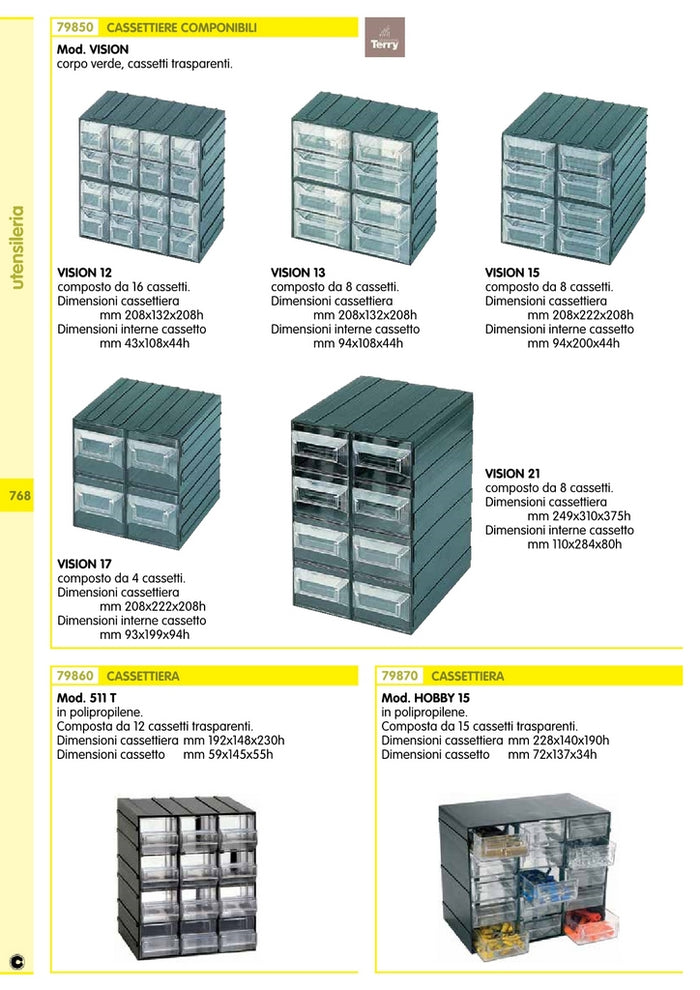 4Pz Cassettiera Terry "Vision 13" A 8 Scomparti