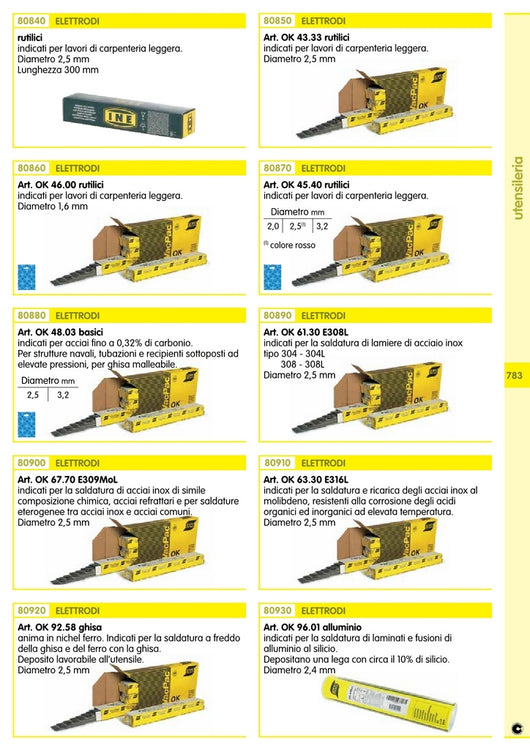 cf esab elettrodi rutilici 45.40 mm.2,0 pz.390 kg.4,2 gr 5548