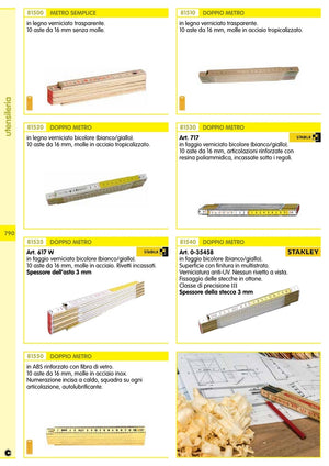 10pz doppio metro bianco/giallo "stabila" /717 10 aste da 16 mm cod:ferx.25459.stock