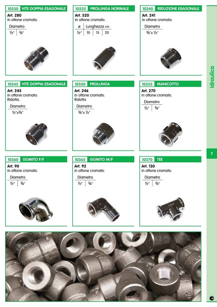 10pz idraulica riduzione art. 241 ottone cromato gr.3/4x1/2 86288