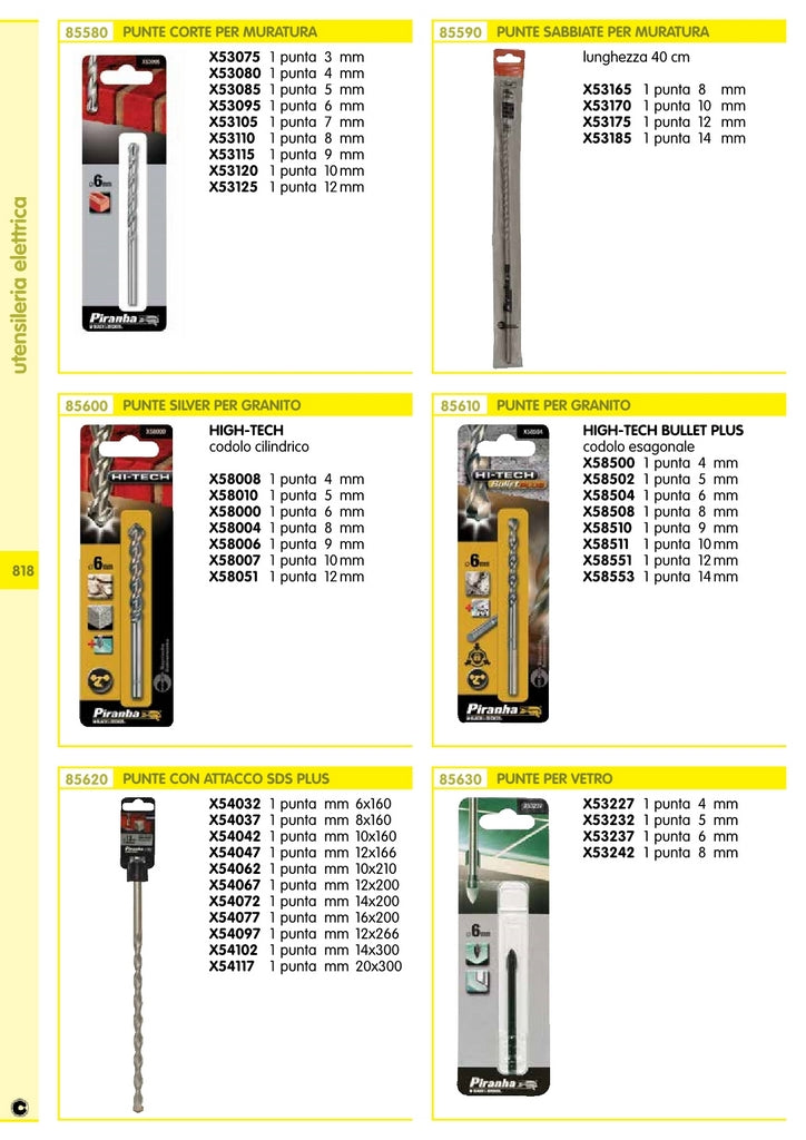 piranha/stanley x54062 1 punta sds plus dimensioni mm 10x210 12074