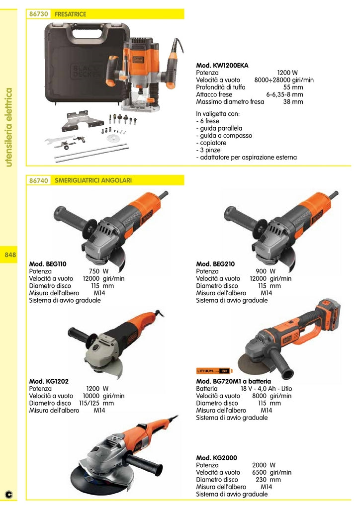 smerigliatrice b+d kg1202 1200w 115/125 mm cod:ferx.92336