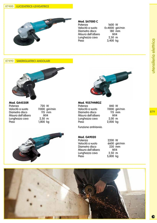 makita smerigliatrice 840w 115 mm mod9557hnrgz 8282